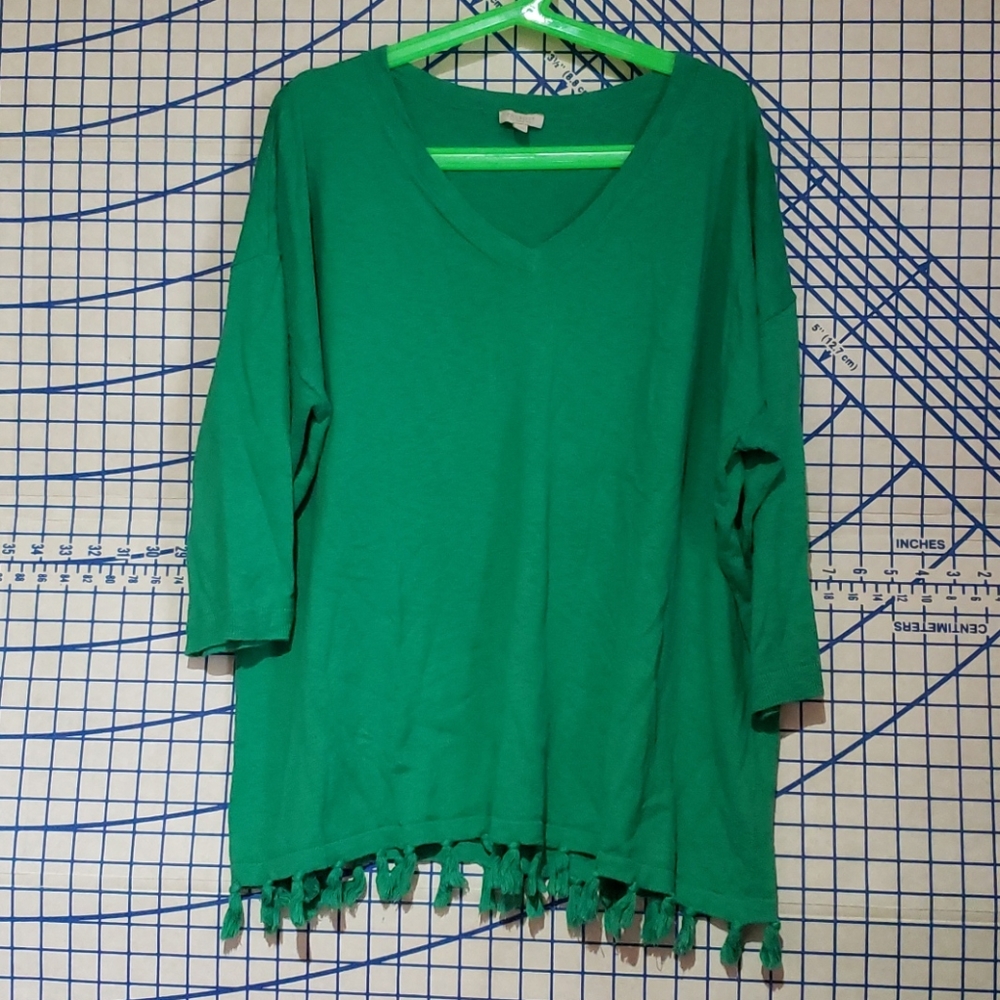 Pretty green sweater with tassels